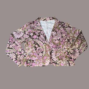 Catos Womens VTG‎ Floral Pink Paisley Blazer With Sequin Accents - Size M Y2K